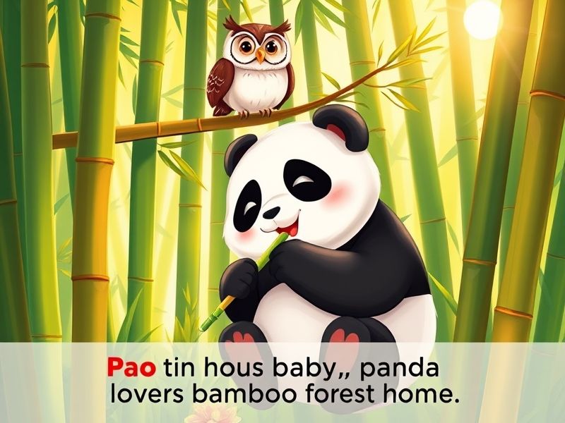Pao the baby panda in bamboo forest